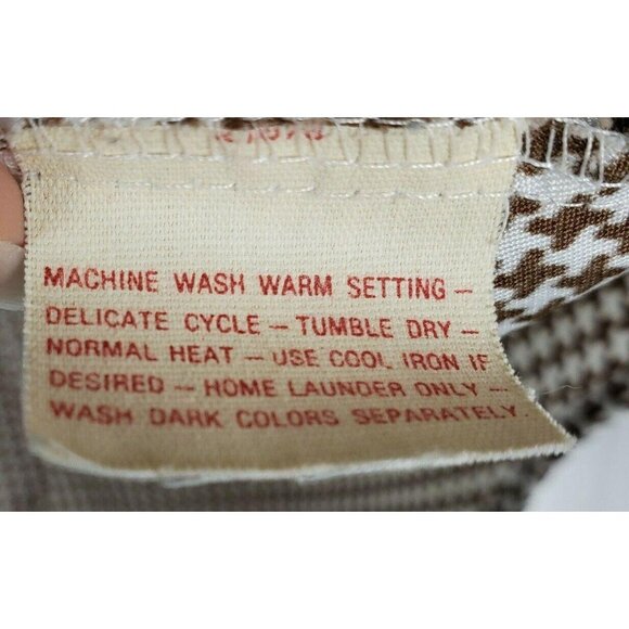 Manhattan Silkhana Mens Long Sleeved Shirt Houndstooth Brown White Sz 15.5-32 - Picture 5 of 5